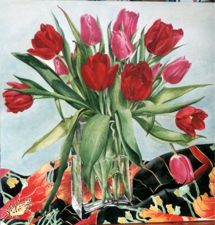 Tulipes en bouquet - Marie-Pierre Le Sellin Peintre Pastelliste et Aquarelliste